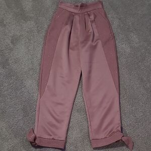 Kimberly Goldson Liza Satin Cuff Trousers in Rose Stripe | Size 8